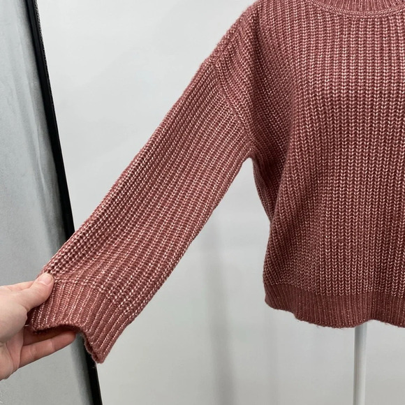 Tularosa Sweater Womens XS Pink Ribbed Knit Oversized Mock Neck Pullover Aritzia - Picture 2 of 10